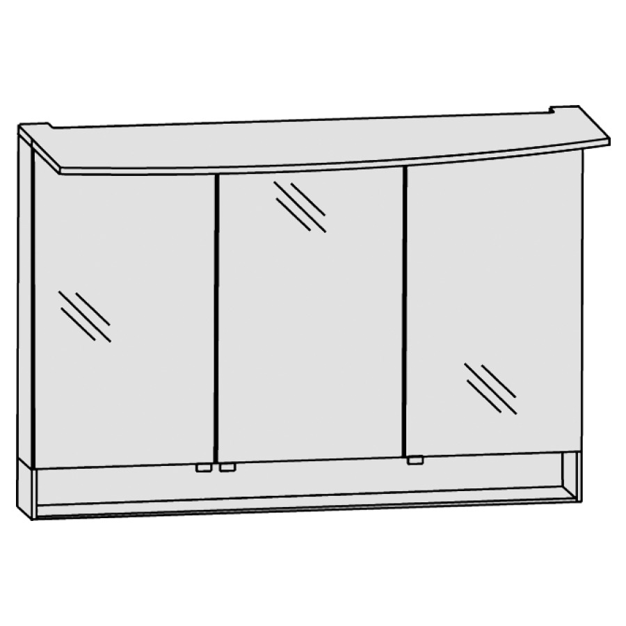 Arm. de toilette LAGUNA WINGS
pour salle de bain
120 x 81 x 16 cm
3 portes à double miroir
porte au milieu charnières à
droite, 1 élément interrupteur
prise, 1 éclairage LED de
surface 17,8 W/convertisseur
30 W, capteur pour éclairage
Emotion compartiment de
rangement éclairé 5,5 W, IP20