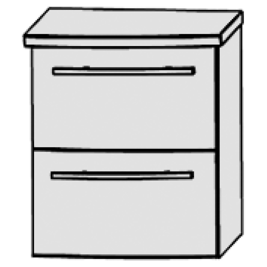 Elém. inférieur LAGUNA WINGS
pour salle da bain
40 x 51 x 32/44,5 cm
avec recouvrement Stoneplus
armoire de tablette, 2 tiroirs
sans siphon gain de place
