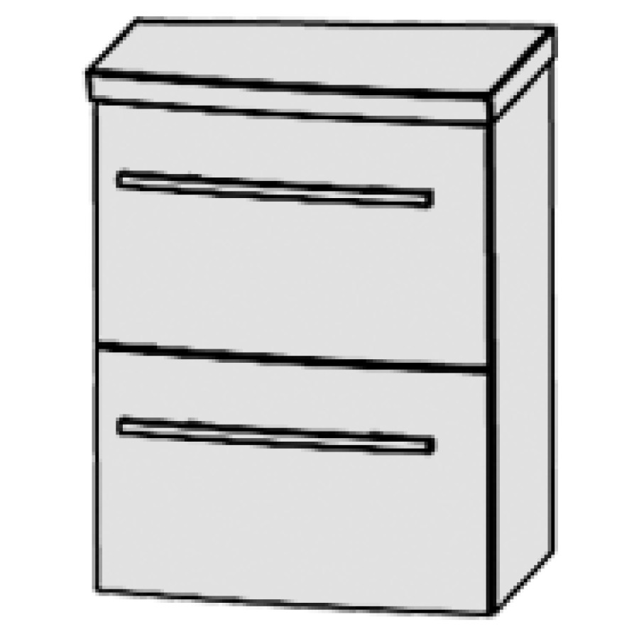 Elém. inférieur LAGUNA WINGS
pour salle da bain
40 x 51 x 44,5/32 cm
avec recouvrement Stoneplus
armoire de tablette, 2 tiroirs
sans siphon gain de place