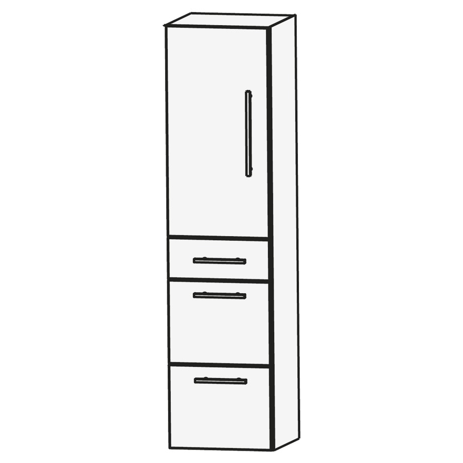 Armoire haute LAGUNA
40 x 160 x 30 cm
armoire de tablette, 1 porte
charnières à gauche, 3 tiroirs
t