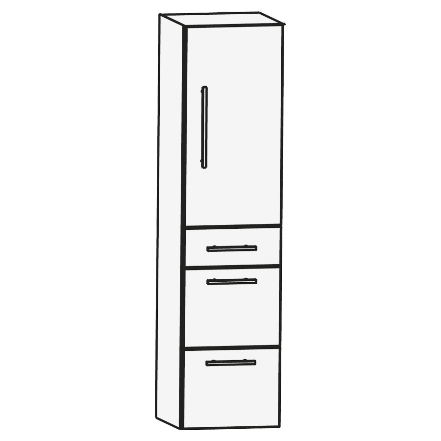Armoire haute LAGUNA
40 x 160 x 30 cm
armoire de tablette, 1 porte
charnières à droite, 3 tiroirs