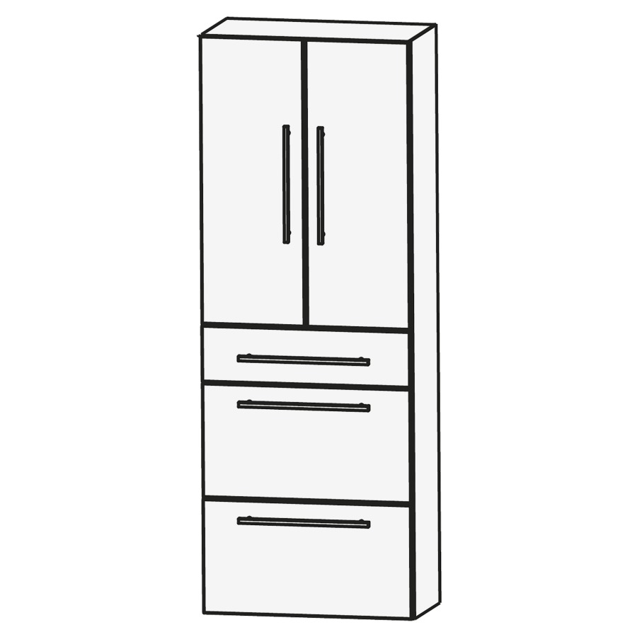 Armoire haute LAGUNA
60 x 160 x 30 cm
armoire de tablette, 2 portes
3 tiroirs