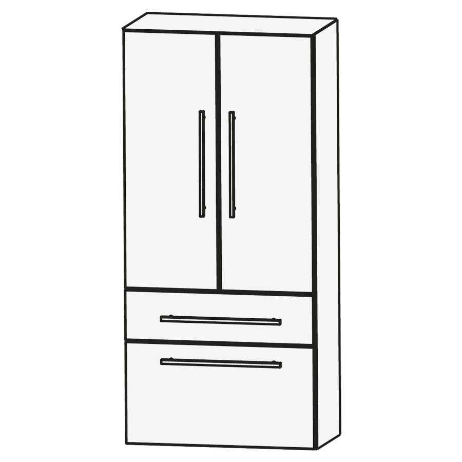 Armoire moyen LAGUNA
60 x 128 x 30 cm
armoire de tablette, 2 portes
2 tiroirs