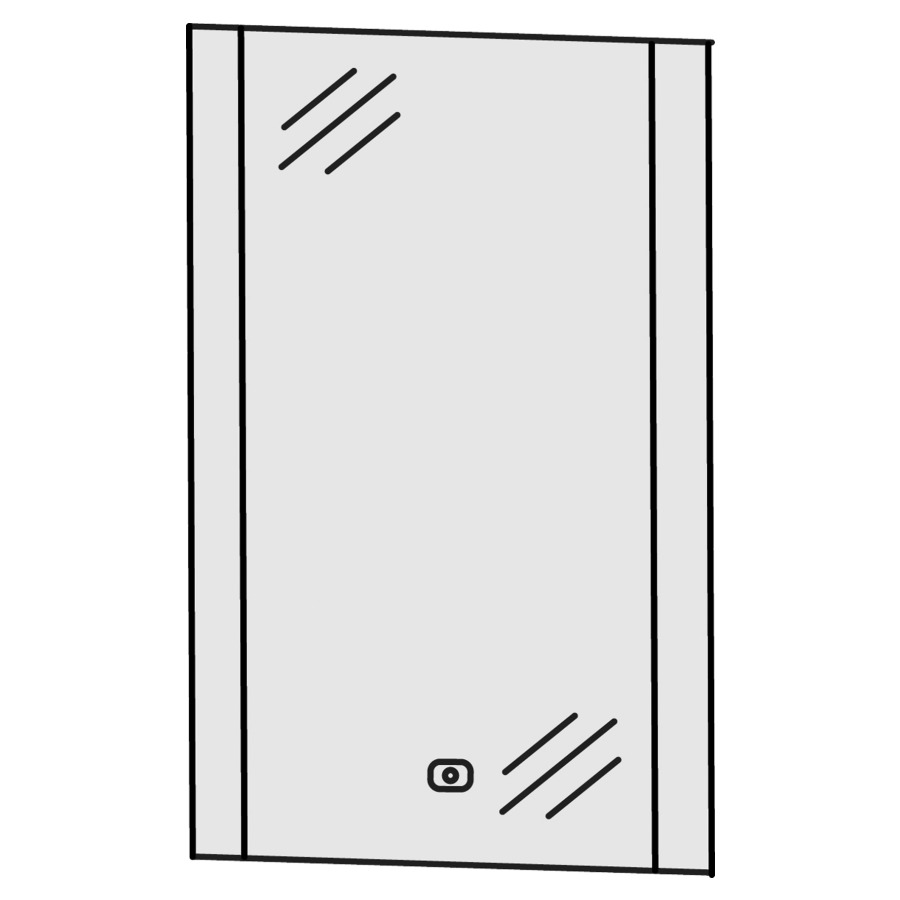 Miroir lumineux LAGUNA
40,0 x 64,0 x 2,8 cm
éclairage LED à droite et à
gauche, 1 palpeur pour
éclairage-Emotion 18,6 W
1 convertisseur 30 W