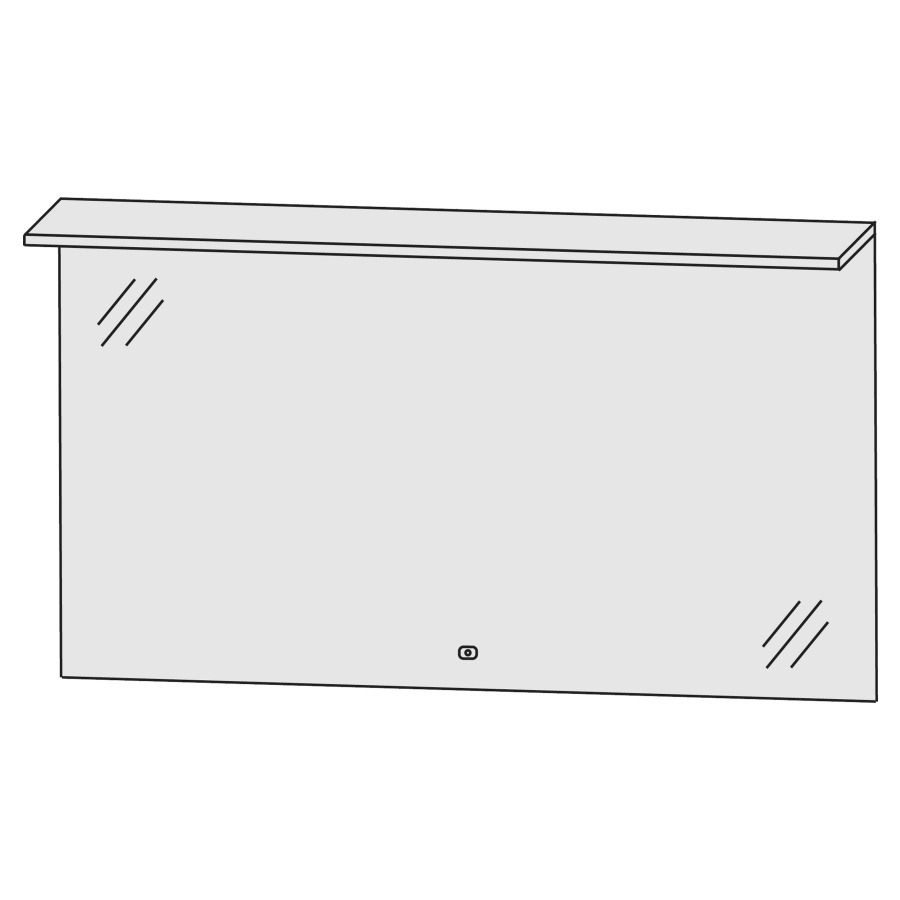Miroir lumineux LAGUNA
110,0 x 65,2 x 9,1 cm, 32,6 W
éclairage de surface LED en
haut, 1 palpeur pour
éclairage-Emotion
1 convertisseur LED