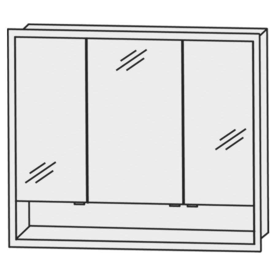 Armoire de toilette HIGH LINE
95,1 x 85,1 x 15 cm
cadre-LED en aluminium
3 portes à double miroir
1 élément interrupteur-prise
rangement ouvert illuminé
6,24 W, capteur pour éclairage
Emotion, 34,6 W/convertisseur
60 W