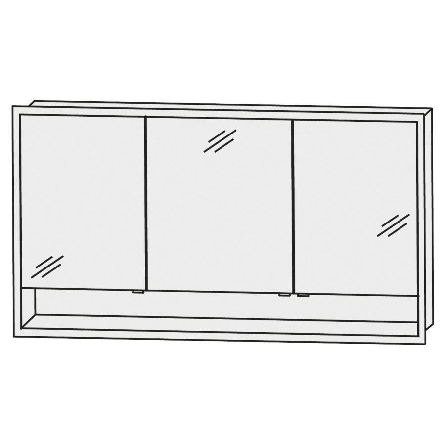 Armoire de toilette HIGH LINE
125,1 x 85,1 x 15 cm
cadre-LED en aluminium
3 portes à double miroir
1 élément interrupteur-prise
rangement ouvert illuminé
8,58 W, capteur pour éclairage
Emotion, 40,3 W/convertisseur
60 W