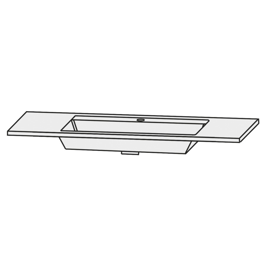 Lavabo HIGH LINE
123,2 x 50 cm, stoneplus
système d'écoulement et de
trop-plein y compris