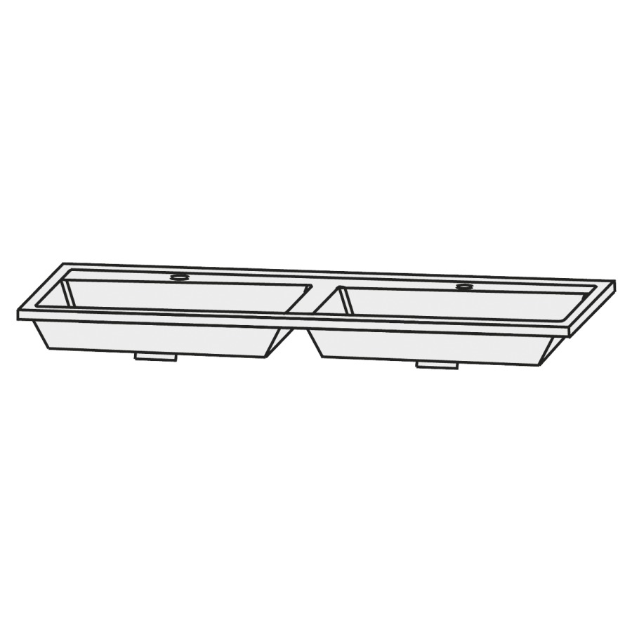 Lavabo HIGH LINE
143,2 x 50 cm, verre
système d'écoulement et de
trop-plein y compris