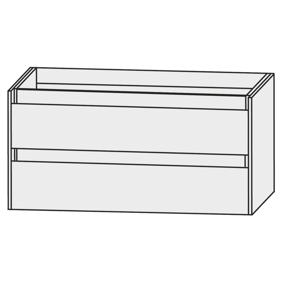 Élément inférieur HIGH LINE
92 x 56 x 49,2 cm
élément à 2 tiroirs
sans siphon gain de place
avec éclairage LED 16,4 W/
convertisseur 30 W
