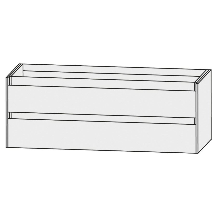 Élément inférieur HIGH LINE
122 x 56 x 49,2 cm
élément à 2 tiroirs
sans siphon gain de place
avec éclairage LED 22,1 W/
convertisseur 30 W