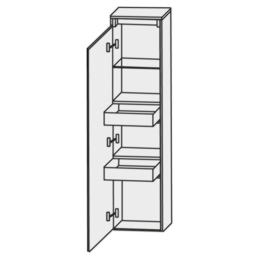 Armoire moyen HIGH LINE
32,5 x 132 x 32,2 cm
armoire de tablette, 1 porte
charnières à gauche
1 tablette, 2 tiroirs
intérieurs