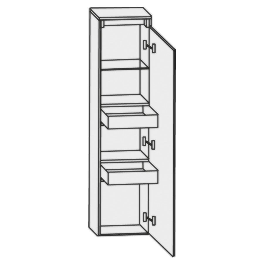 Armoire moyen HIGH LINE
32,5 x 132 x 32,2 cm
armoire de tablette, 1 porte
charnières à droite
1 tablette, 2 tiroirs
intérieurs
