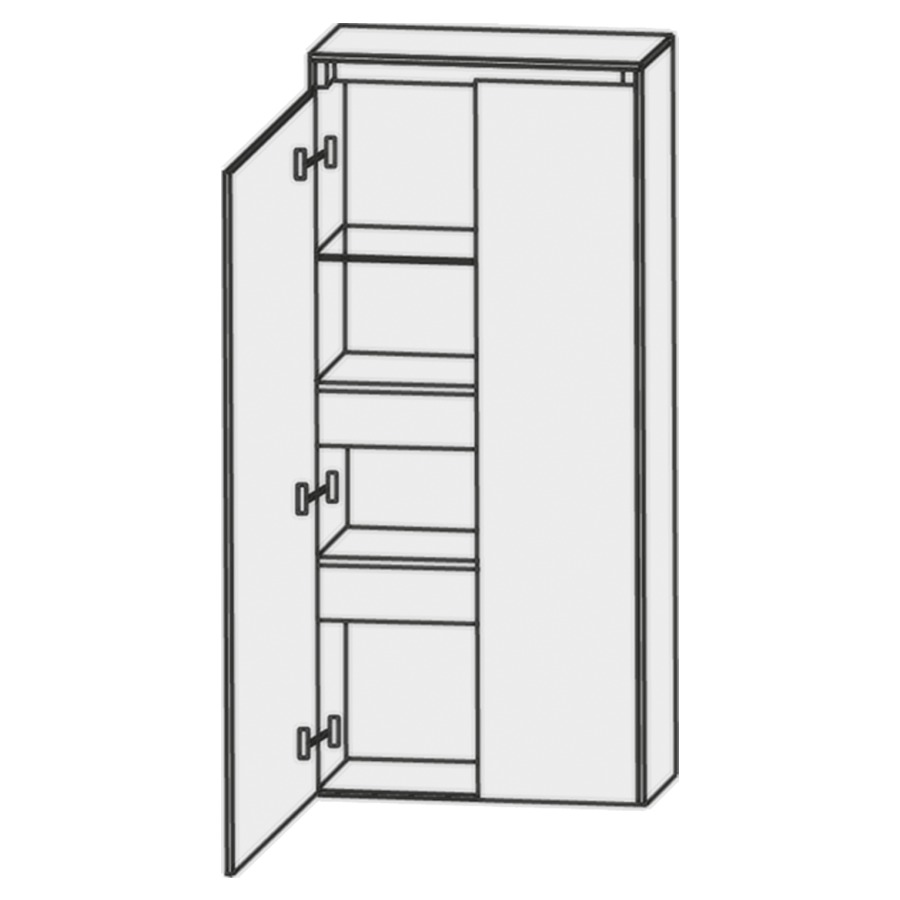 Armoire moyen HIGH LINE
62,5 x 132 x 32,2 cm
armoire de tablette, 2 portes
1 tablette, 2 tiroirs
intérieurs