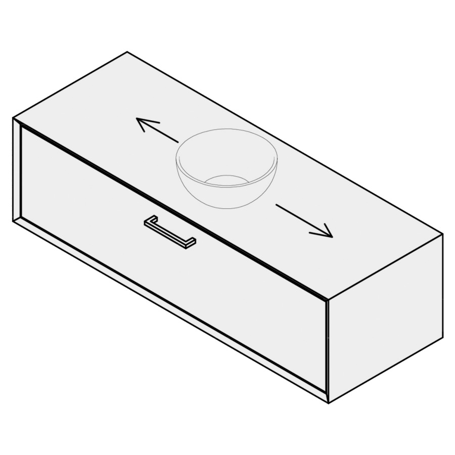 Combinaison de meuble VARANO
130 x 40 x 51 cm
pour 1 lavabo à poser
entraxe selon les indications
élément de tiroir, 1&nbsp;tiroir
Legrabox noir
poignée selon collection