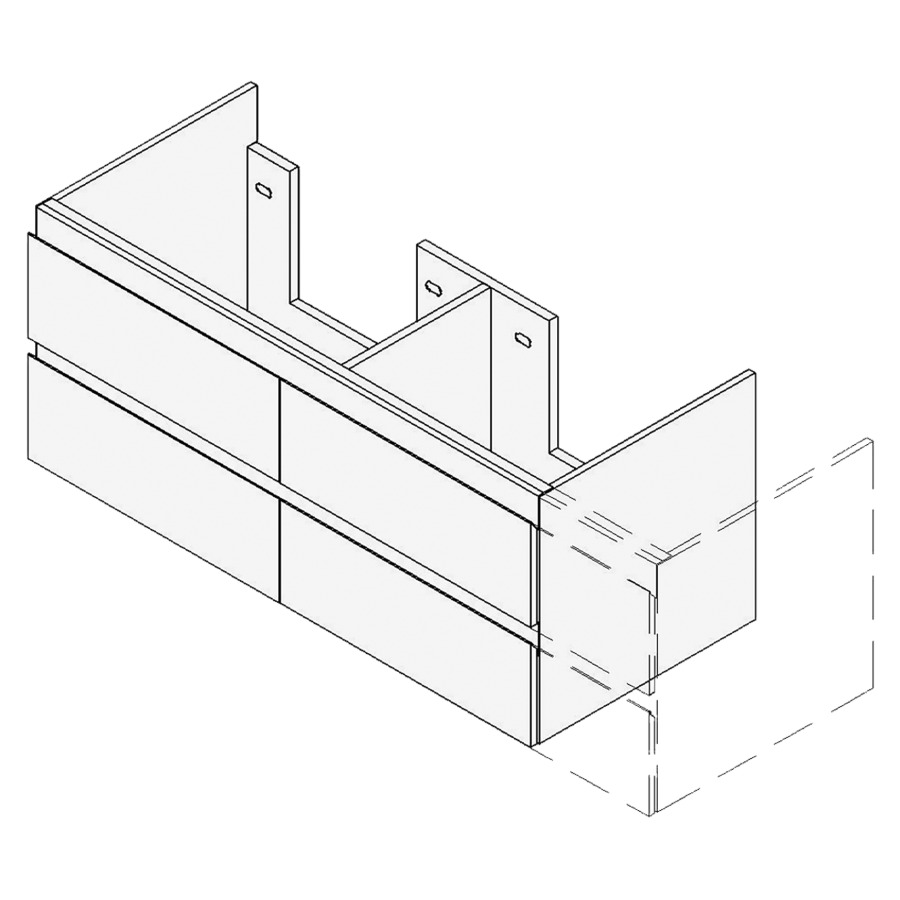 Élément inférieur  Falco
Largeur x Profondeur x Hauteur
fixé selon le lavabo
pour lavabo jusqu'à 151-180 cm
2&nbsp;éléments de tiroir, 2&nbsp;tiroirs chacune
FABRICANT NUMÉRO D'ARTICLE DU 
LAVABO À INDIQUER LORS DE LA 
COMMANDE