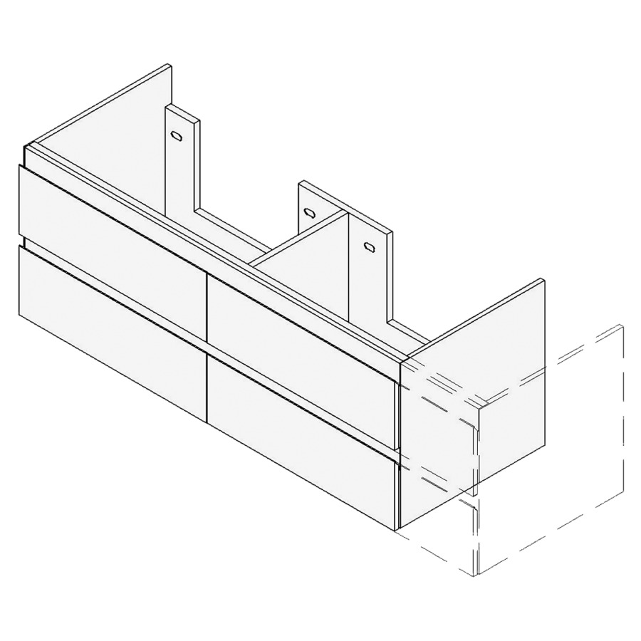 Élément inférieur  Falco
Largeur x Profondeur x Hauteur
fixé selon le lavabo
pour lavabo jusqu'à 181-220 cm
2&nbsp;éléments de tiroir, 2&nbsp;tiroirs chacune
FABRICANT NUMÉRO D'ARTICLE DU 
LAVABO À INDIQUER LORS DE LA 
COMMANDE