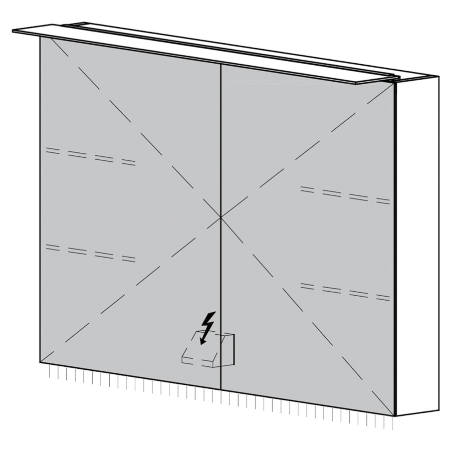 Armoire de toilette Glacier AP
80.4 x 70.5 x 14.8 cm
2&nbsp;portes à double miroir
éclairage LED 4000 Kelvin
appareil de commande DALI
dimmable sur l'installation domestique
1&nbsp;prise double en bas à gauche 
en face des charnières, IP24