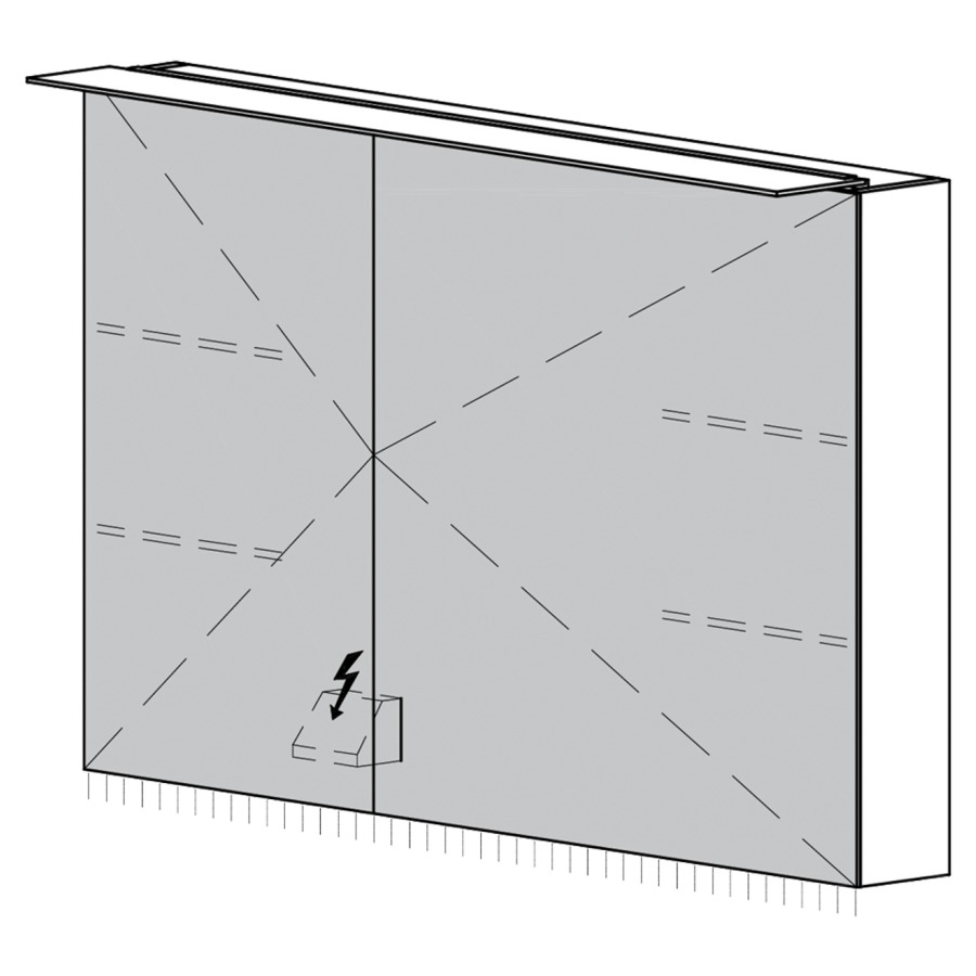 Armoire de toilette Glacier AP
90.4 x 70.5 x 14.8 cm
2&nbsp;portes à double miroir (30/60)
éclairage LED 4000 Kelvin
appareil de commande DALI
dimmable sur l'installation domestique
1&nbsp;prise double en bas à droite
en face des charnières, IP24