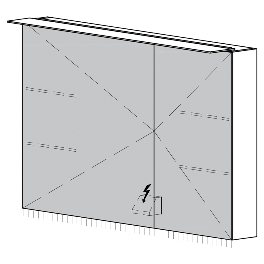Armoire de toilette Glacier AP
90.4 x 70.5 x 14.8 cm
2&nbsp;portes à double miroir (60/30)
éclairage LED 4000 Kelvin
appareil de commande DALI
dimmable sur l'installation domestique
1&nbsp;prise double en bas à gauche
en face des charnières, IP24