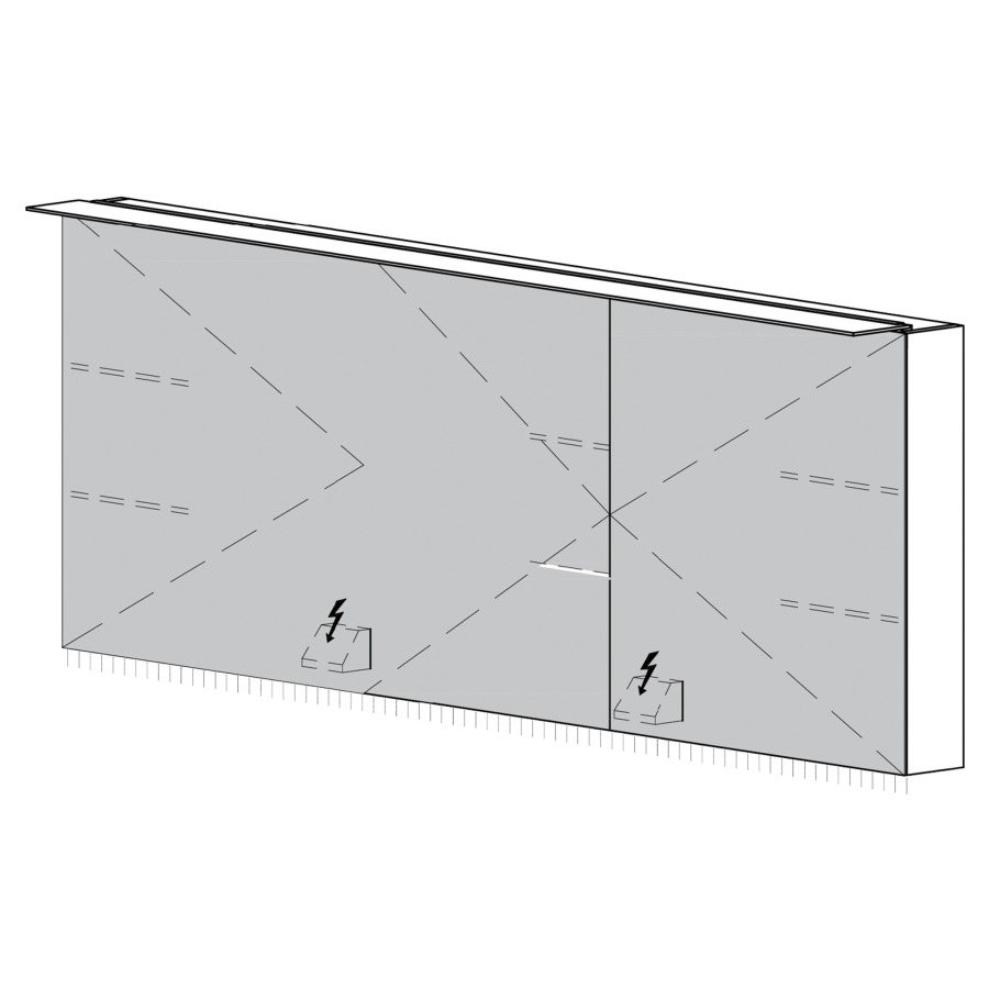 Armoire de toilette Glacier AP
150.4 x 70.5 x 14.8 cm
3&nbsp;portes à double miroir (50/50/50)
éclairage LED 4000 Kelvin
appareil de commande DALI
dimmable sur l'installation domestique
1&nbsp;prise double en bas à gauche et à
droite en face des charnières, IP24