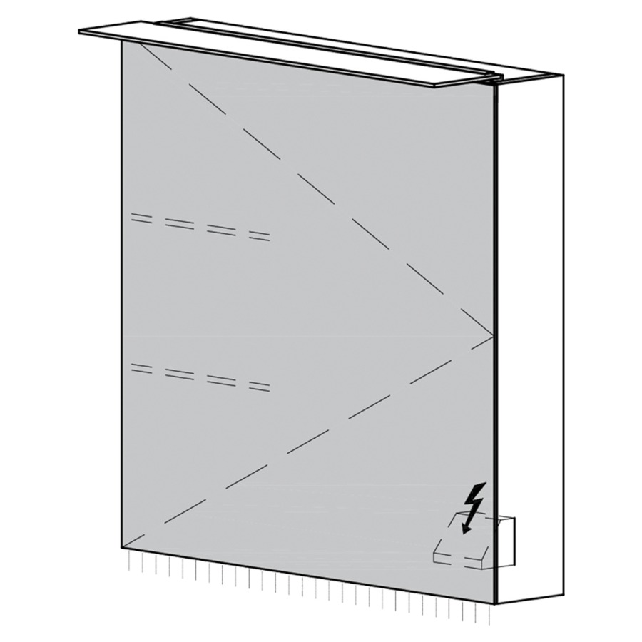 Armoire de toilette Glacier UP
60.4 x 70.5 x 14.8 cm
1&nbsp;porte à double miroir, charnière à gauche
éclairage LED 4000 Kelvin
appareil de commande DALI
dimmable sur l'installation domestique
1&nbsp;prise double en bas à droite
IP24