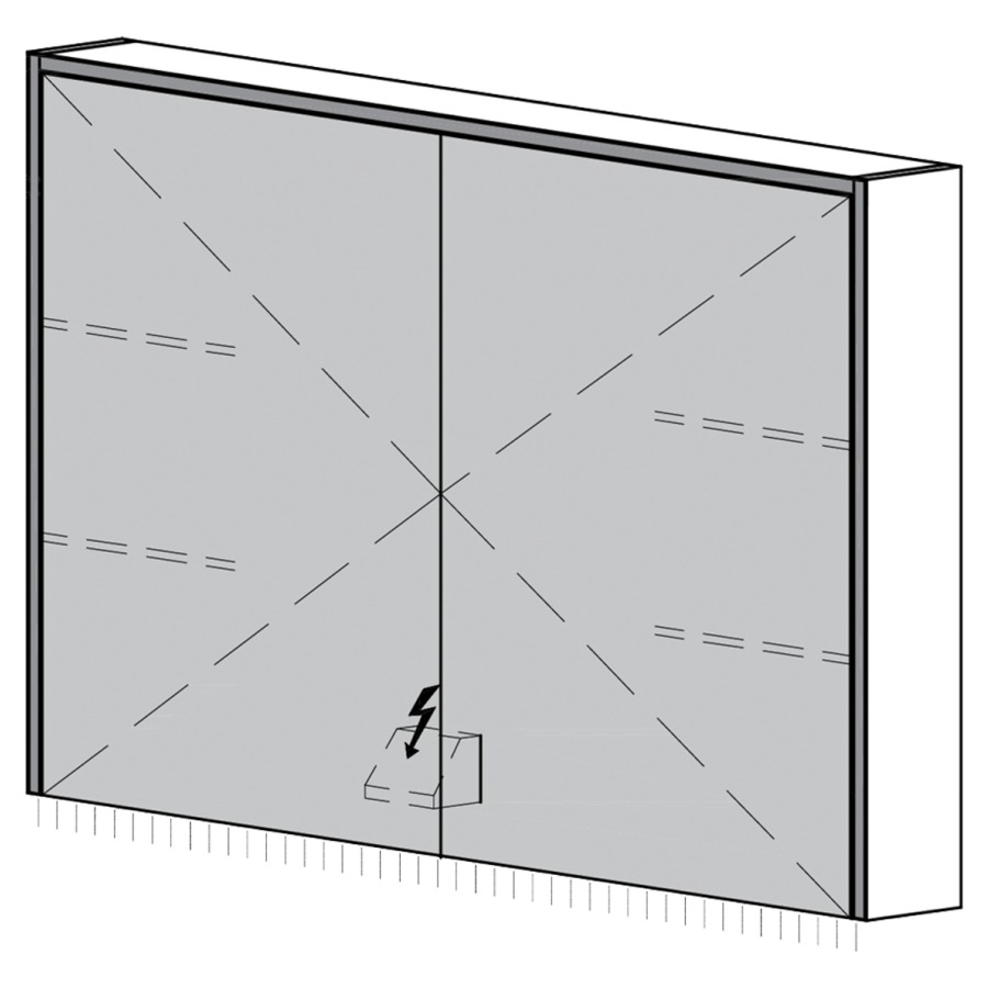 Armoire de toilette Trina AP
100.8 x 70.5 x 14.8 cm
2&nbsp;portes à double miroir
éclairage LED 3 côtés, 4000 Kelvin
éclairage LED indirect vers le bas
appareil de commande DALI
dimmable sur l'installation domestique
1&nbsp;prise double en bas à gauche 
en face des charnières, IP24
