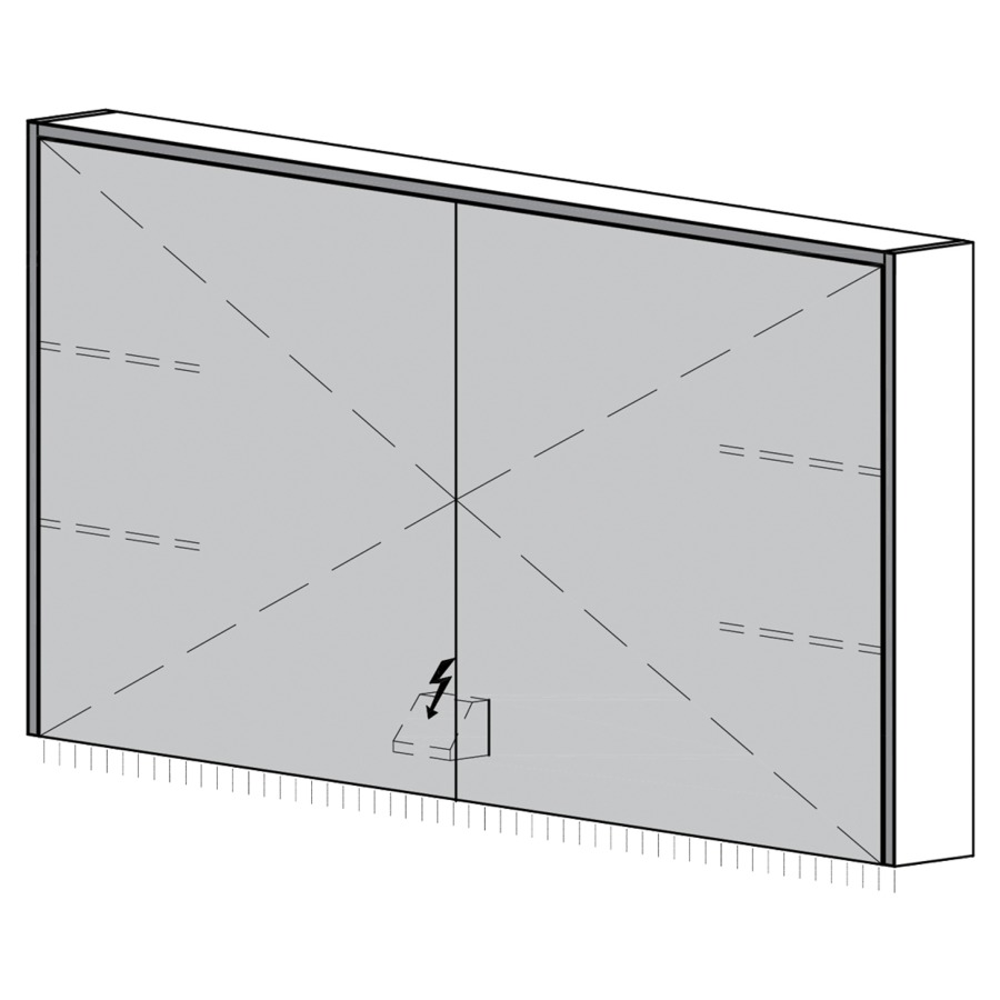 Armoire de toilette Trina AP
130.8 x 70.5 x 14.8 cm
2&nbsp;portes à double miroir
éclairage LED 3 côtés, 4000 Kelvin
éclairage LED indirect vers le bas
appareil de commande DALI
dimmable sur l'installation domestique
1&nbsp;prise double en bas à gauche 
en face des charnières, IP24
