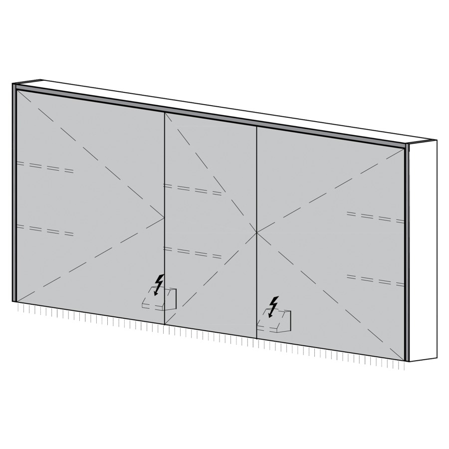 Armoire de toilette Trina AP
130.8 x 70.5 x 14.8 cm
3&nbsp;portes à double miroir (50/30/50)
éclairage LED 3 côtés, 4000 Kelvin
éclairage LED indirect vers le bas
appareil de commande DALI
dimmable sur l'installation domestique
1&nbsp;prise double en bas à gauche et
à droite en face des charnières, IP24