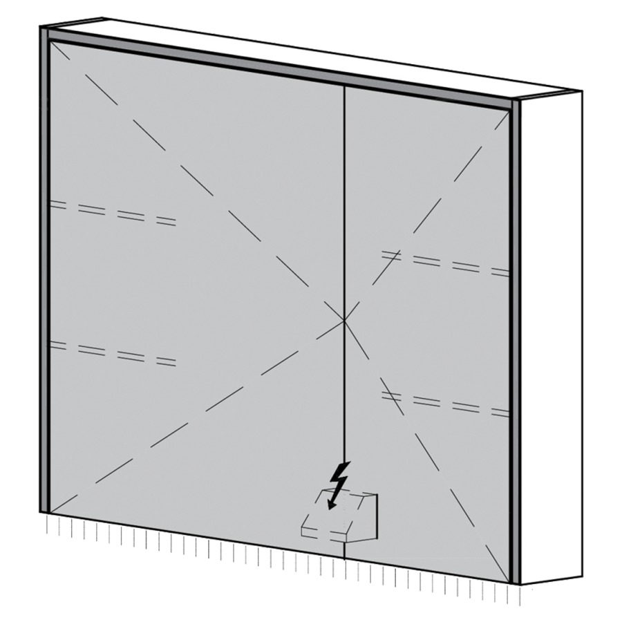 Armoire de toilette Trina UP
90.8 x 70.5 x 14.8 cm
2&nbsp;portes à double miroir (60/30)
éclairage LED 3 côtés, 4000 Kelvin
éclairage LED indirect vers le bas
appareil de commande DALI
dimmable sur l'installation domestique
1&nbsp;prise double en bas à gauche 
en face des charnières, IP24