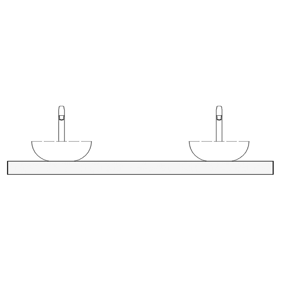 Table de lavabo Massivholz
170 x 2 x 51 cm
pour 2 lavabos à poser
entraxe 42.5/85/42.5