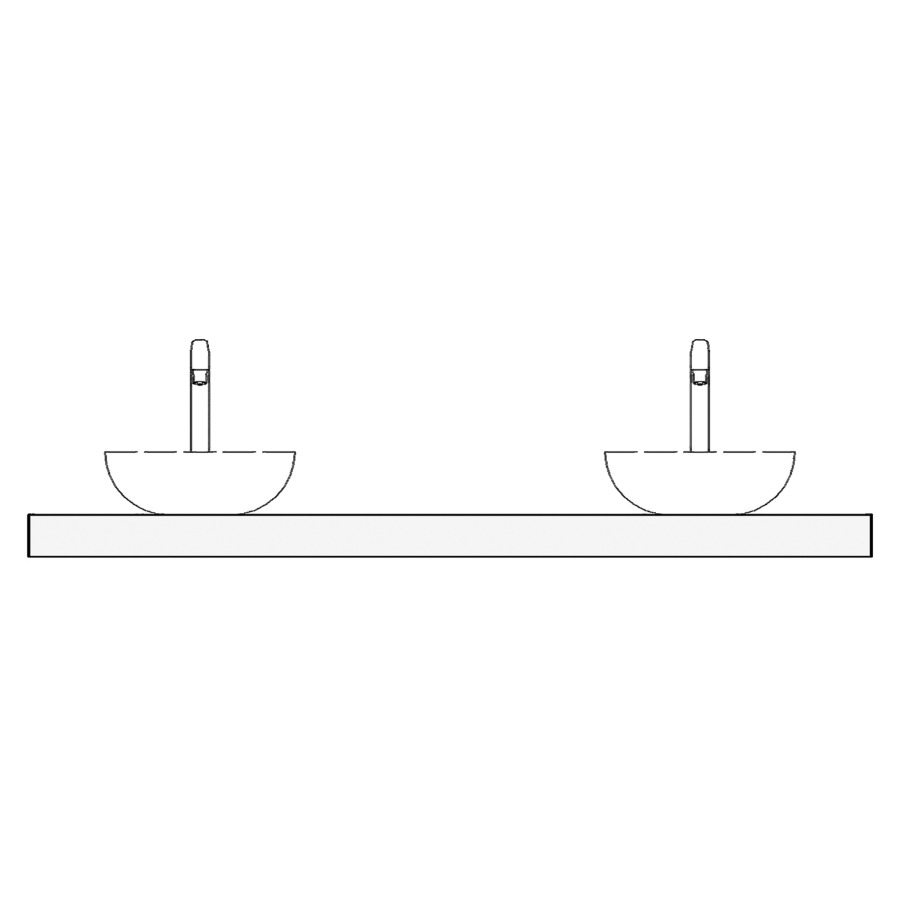 Table de lavabo Massivholz
200 x 2 x 51 cm
pour 2 lavabos à poser
entraxe 50/100/50