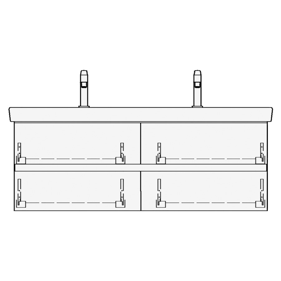 Élément inférieur
SUBWAY 2 GATTO
125,0 x 44,0 x 43,5 cm
pour lavabo Subway 2.0 130 cm
avec 2 robinets, 2 éléments
à chacune 2 tiroirs