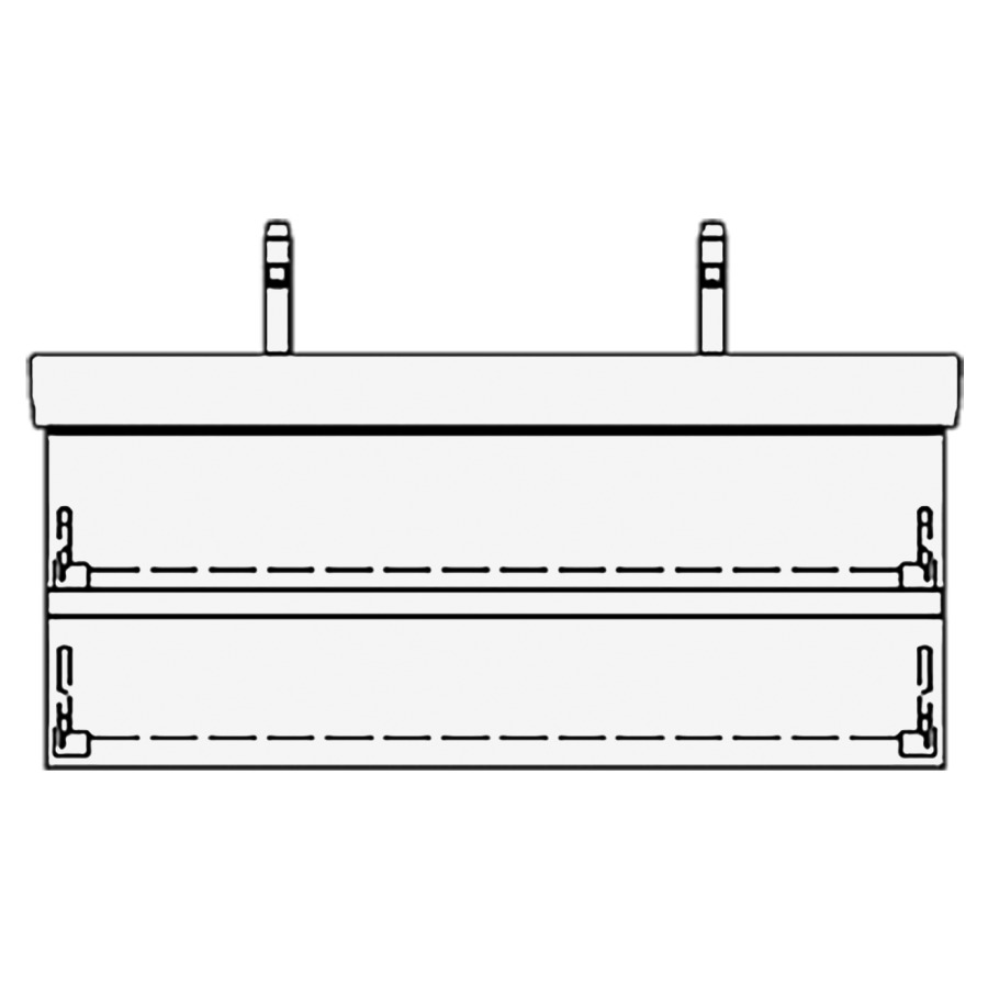 Élément inférieur PRO S GATTO
116,0 x 44,0 x 43,0 cm
pour lavabo Pro S 120 cm
avec 2 robinets, élément à 2
tiroirs