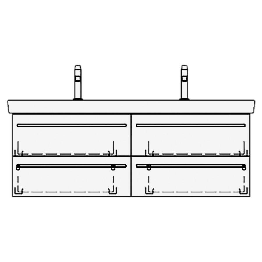 Élément inférieur
SUBWAY 2 ASINO
125,0 x 48,0 x 44,0 cm
pour lavabo Subway 2.0 130 cm
avec 2 robinets, 2 éléments
à chacune 2 tiroirs