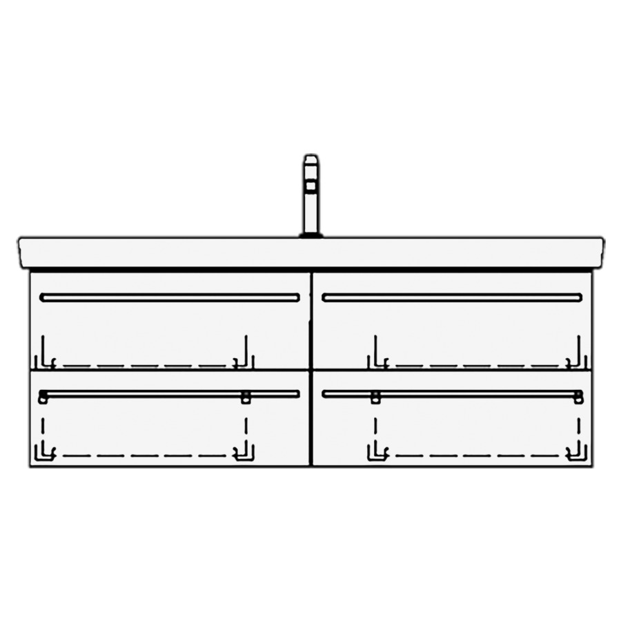 Élément inférieur
SUBWAY 2 ASINO
125,0 x 48,0 x 44,0 cm
pour lavabo Subway 2.0 130 cm
avec 1 robinet, 2 éléments
à chacune 2 tiroirs