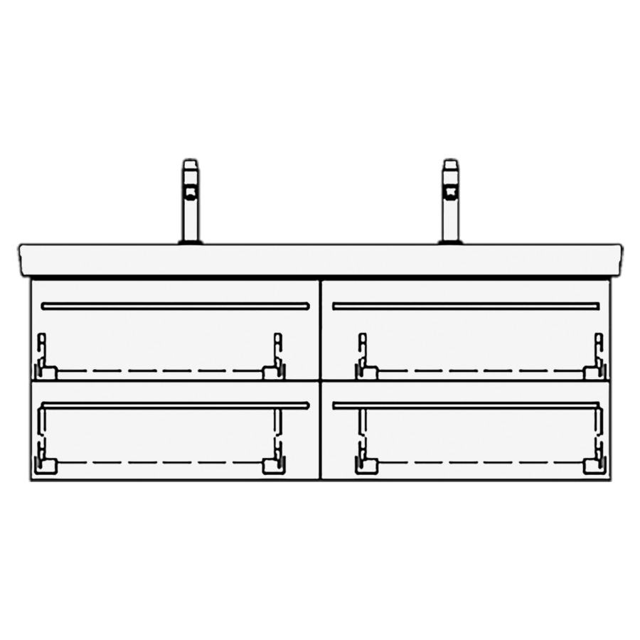 Élément inférieur
SUBWAY 2 RANA
125,0 x 44,0 x 43,5 cm
pour lavabo Subway 2.0 130 cm
avec 2 robinets, 2 éléments
à chacune 2 tiroirs