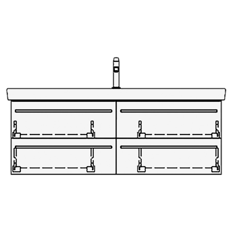Élément inférieur
SUBWAY 2 RANA
125,0 x 44,0 x 43,5 cm
pour lavabo Subway 2.0 130 cm
avec 1 robinet, 2 éléments
à chacune 2 tiroirs