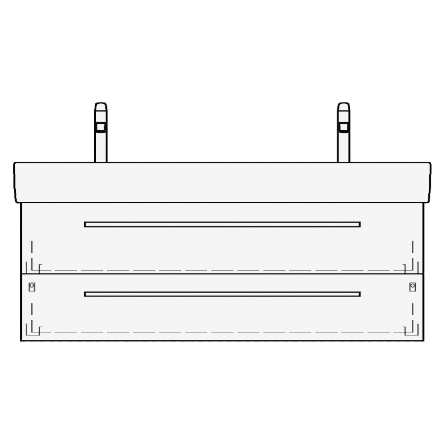 Élément inférieur VAL ASINO
115,0 x 44,0 x 40,0 cm
pour lavabo double Val 120 cm
élément à 2 tiroirs