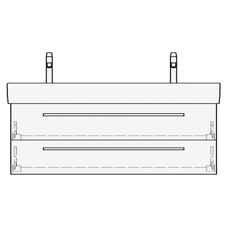 Élément inférieur VAL RANA
115,0 x 44,0 x 40,0 cm
pour lavabo double Val 120 cm
élément à 2 tiroirs
