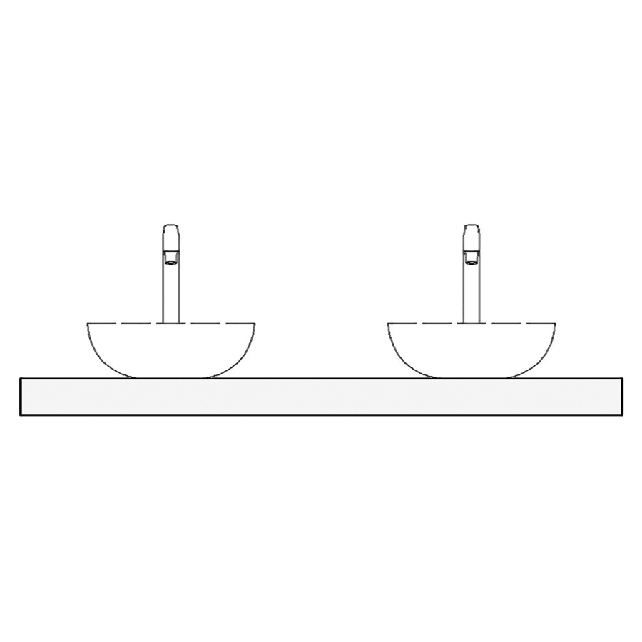 Table de lavabo 140 stratifié
140,0 x 51,0 x 6,0 cm
pour 2 lavabos à poser
entraxe selon les indications
consoles inclus