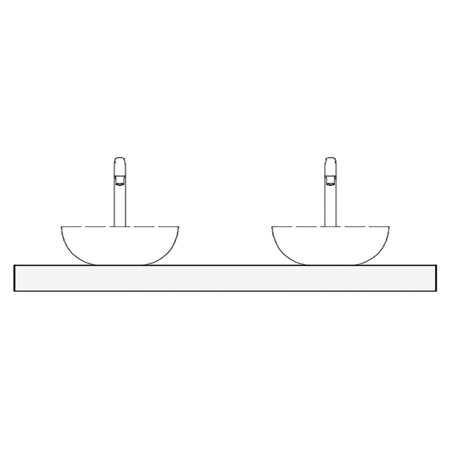 Table de lavabo 130 stratifié
130,0 x 51,0 x 8,0/10,0 cm
pour 2 lavabos à poser
entraxe selon les indications
consoles inclus