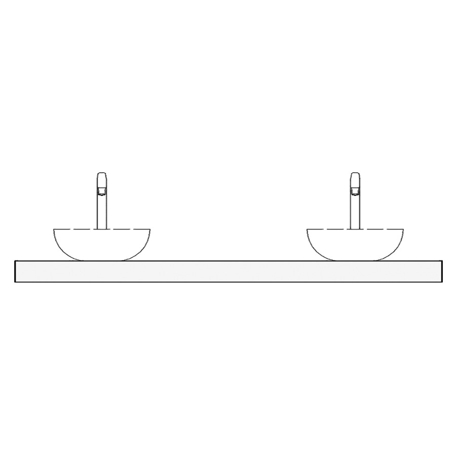 Table de lavabo 150 stratifié
150,0 x 51,0 x 8,0/10,0 cm
pour 2 lavabos à poser
entraxe selon les indications
consoles inclus