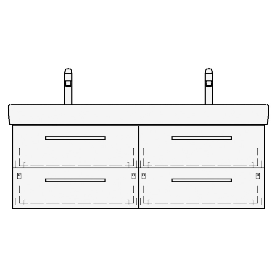 Élément inférieur MODERNA R
ASINO
117,0 x 50,0 x 38,0 cm
pour lavabo double Moderna
R 124 cm, 2 éléments à chacune
2 tiroirs