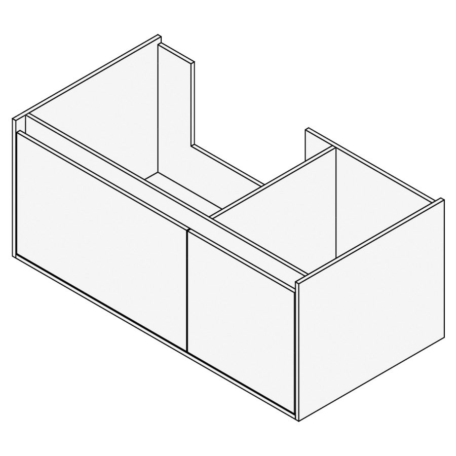 Élément inférieur GROOVE
100 x 40 x 45-55 cm
2 élément à 1 tiroir (70/30)
Legrabox noir, pour 1 lavabo
