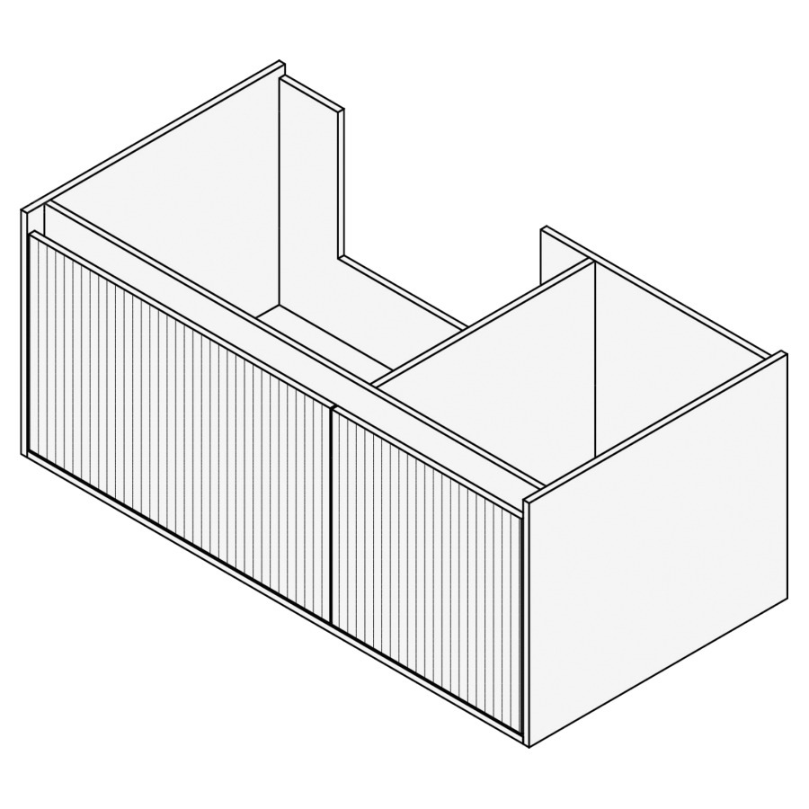 Élément inférieur GROOVE
100 x 40 x 45-55 cm
2 élément à 1 tiroir (70/30)
Legrabox noir, pour 1 lavabo