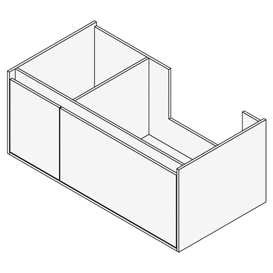 Élément inférieur GROOVE
100 x 40 x 45-55 cm
2 élément à 1 tiroir (30/70)
Legrabox noir, pour 1 lavabo