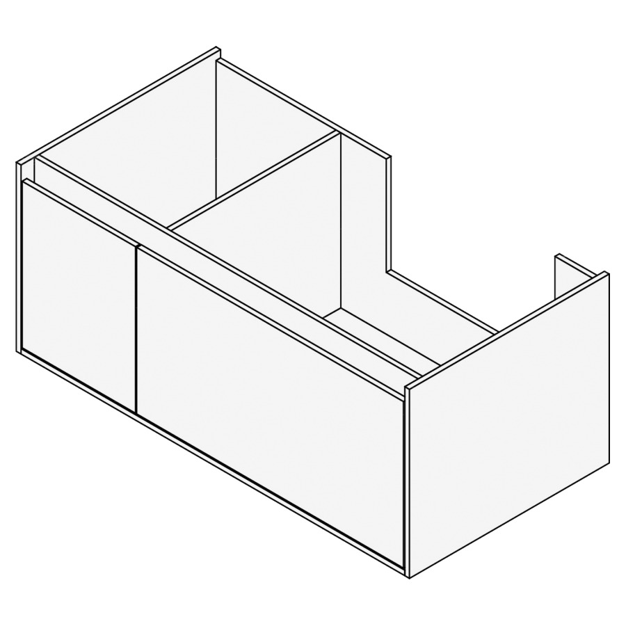 Élément inférieur GROOVE
100 x 40 x 45-55 cm
2 élément à 1 tiroir (30/70)
Legrabox noir, pour 1 lavabo