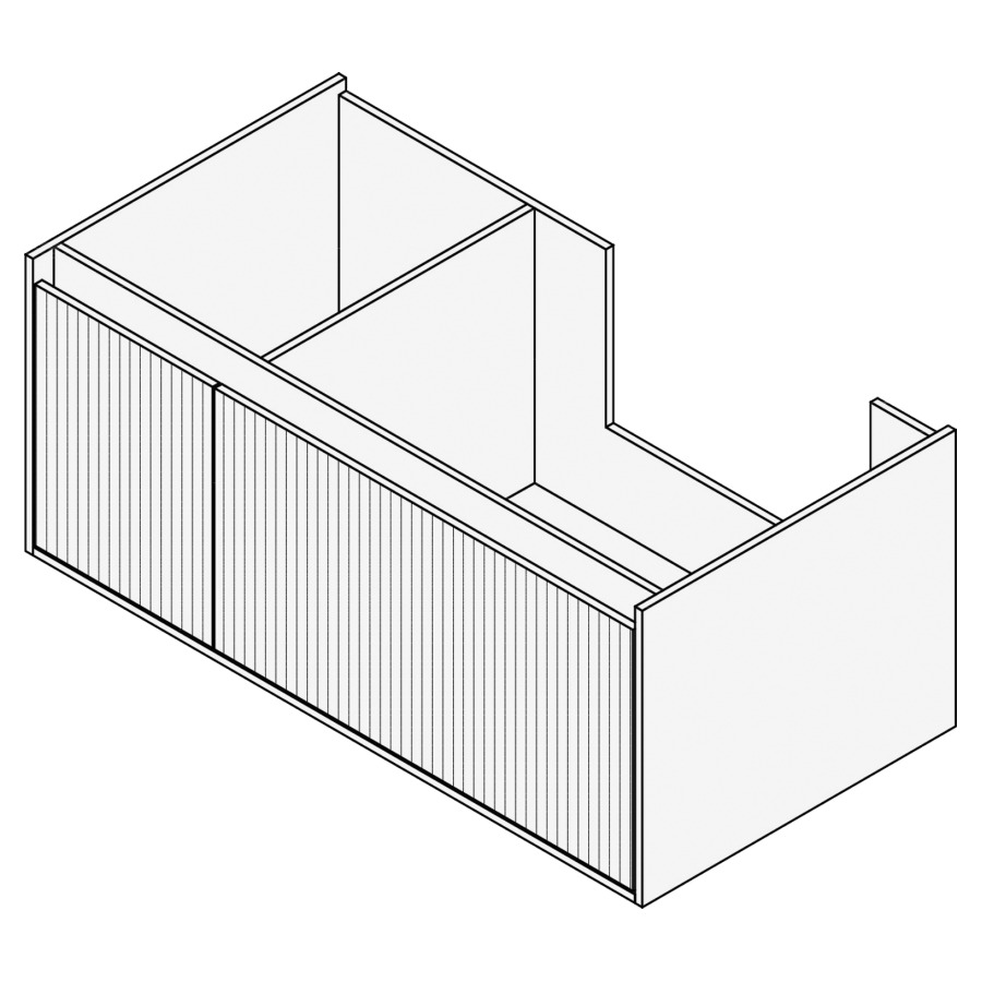 Élément inférieur GROOVE
100 x 40 x 45-55 cm
2 élément à 1 tiroir (30/70)
Legrabox noir, pour 1 lavabo