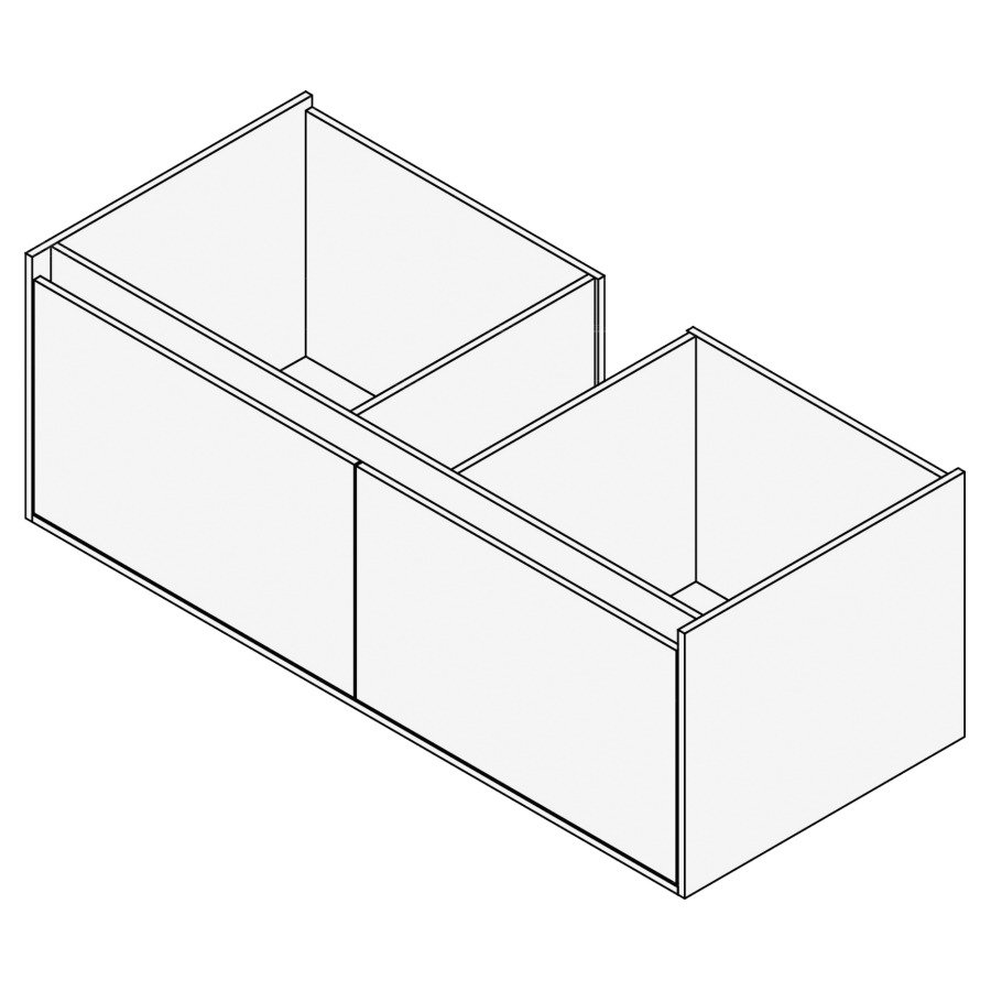 Élément inférieur GROOVE
120 x 40 x 45-55 cm
2 élément à 1 tiroir
Legrabox noir, pour 1 lavabo